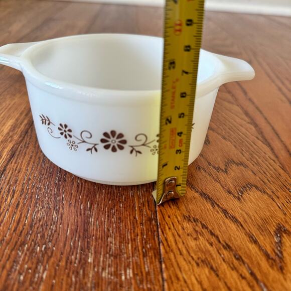 Dynaware Pyr-O-Rey Vintage Milk Glass Brown Daisy Casserole Bowl Dish Set of 4 - Picture 15 of 15